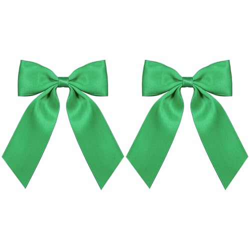 4" Satin Ribbon Hair Bows Green Long Tail Polyester Ribbon Hair Bow Clips Ponytail Holder Spring Dress Accessories for Teens Toddler Girls Kids Women St. Patrick¡¯s Xmas Gift