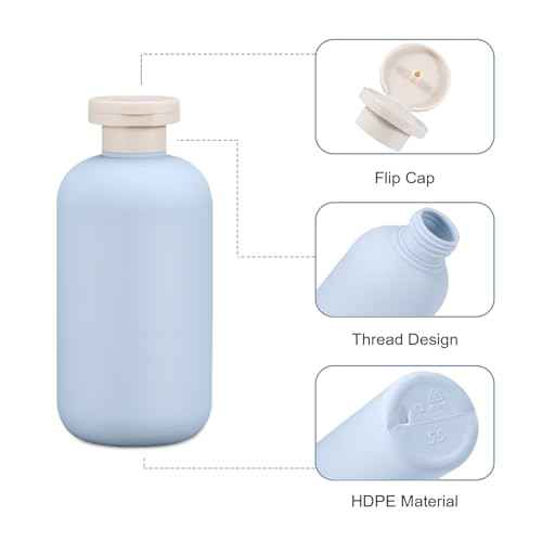 3 PACK Travel Shampoo Bottle, Empty Plastic Squeeze Bottles 6.8oz with Flip Cap, Lotion Container for Toiletries Travel Size Shampoo and Conditioner