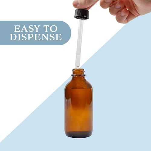 4oz Amber Glass Dropper Bottles (6-Pack), Refillable Glass Bottles for Essential Oils, Cosmetics, and Cooking