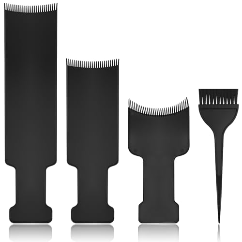 4 PCS Balayage Highlighting Board and Highlighting Brush Kit, 1 Hair Dye Brush and 3 Balayage Highlighting Board with Teeth Hair, for Hair Dye, Hairstylist Accessories Brushes