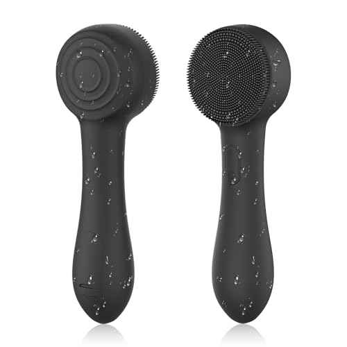 Facial Cleansing Brush Silicone Face Scrubber Waterproof Rechargeable Exfoliator Massage Device for Men & Women, Deep Pore Cleansing, Exfoliating, Removing Blackhead Electric Face Scrub Brush (Black)