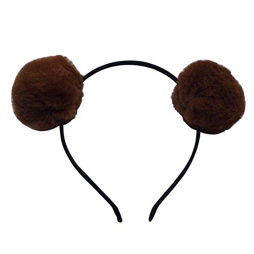 Headband Bear Ears Soft Ball Hairband Headwear Halloween Costume for Girls Women