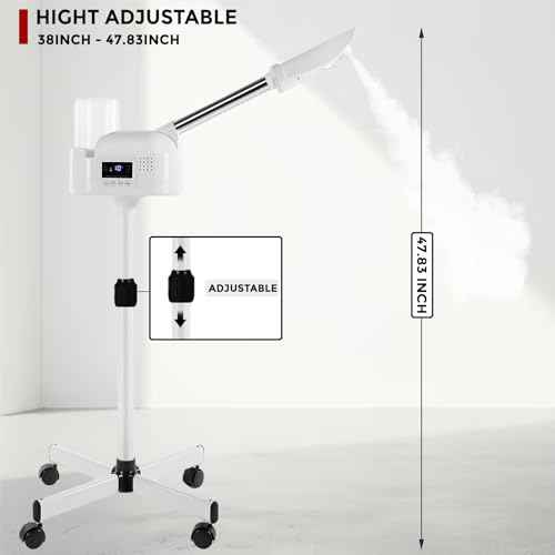 Professional Facial Steamer On Wheels for Esthetician, Touch Screen Vaporizador Facial Steamer with Hot Mist&Timer Function, Spa and Home Use