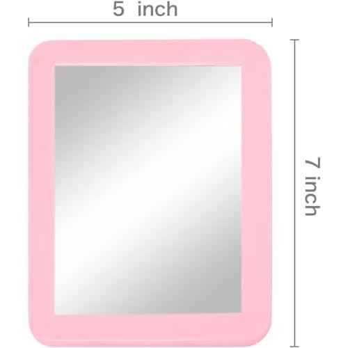 Magnetic Locker Mirror,5" x 7" Small Mirrors for Locker with Magnetic Backing,Real Glass Mirrors for School Locker, Bathroom, Household Refrigerator, Locker Accessory, Office, Home (Pink)