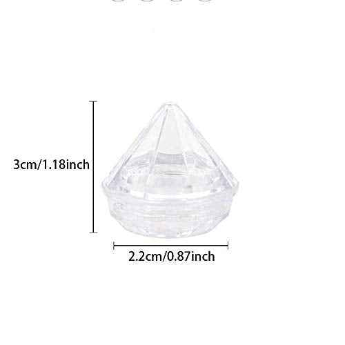 50 PCS 5 Gram Diamond shaped Clear Jars Empty Refillable Cosmetic Sample Jars Makeup Plastic Jar with Lid Cosmetic Trial Case Compact Storage Box for Lotion Creams Eyeshadow Nails Powder