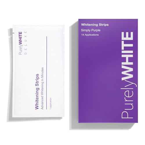 PurelyWHITE | Purple Whitening Strips | Teeth Whitener, Peroxide-Free, Enamel Safe, Deep Stains Removal - Flouride-Free Teeth Whitening (28 Strips)