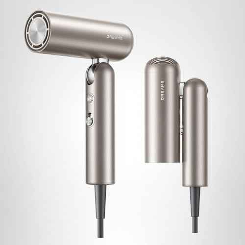 DREAME Pocket Pure High-Speed Hair Dryer, Lightweight Foldable Blow Dryer with 110,000 RPM Motor, Ionic Care, 5 Modes, Travel Bag, Quiet Fast Drying for Frizz-Free Hair