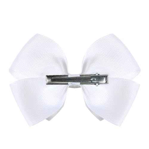 4.5-Inch Double-Layered Bow Hair Clips for Girls-Perfect for Halloween, Birthdays, Christmas, and Everyday Wear-Set of 2 £¨White)