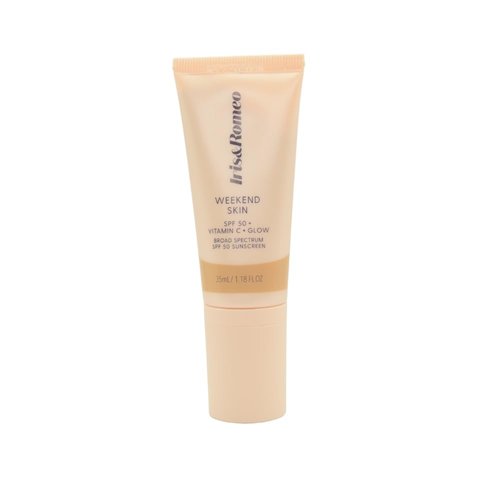 IRIS&ROMEO Weekend Skin SPF 50 Instant Glow Tinted Mineral Sunscreen with Vitamin C + Niacinamide Full Size 1.18 Oz - Universal Glow (Sheer Luminosity)