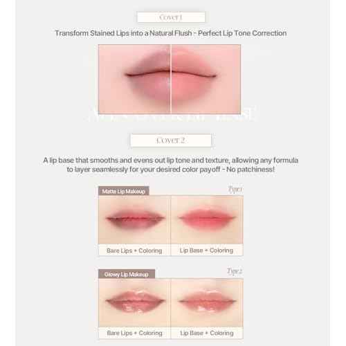 Heart Percent Dote On Mood All Cover Lip Base, Comfortable & Flawless Lip Tone & Texture Correction w/Lightweight Texture, #09. Soft Gray