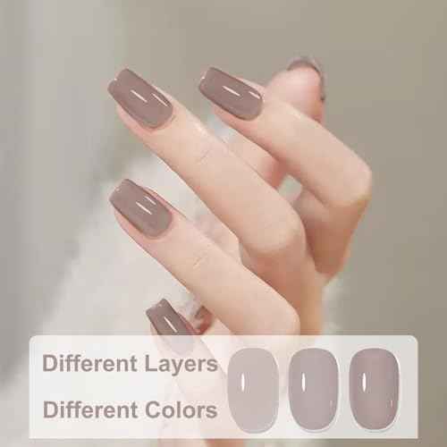 COSMOO Light Coffee Nail Polish, Elegant Quick Dry Nail Lacquer for Nail Art Varnish,0.41 fl oz Fast Drying Polish, Brown