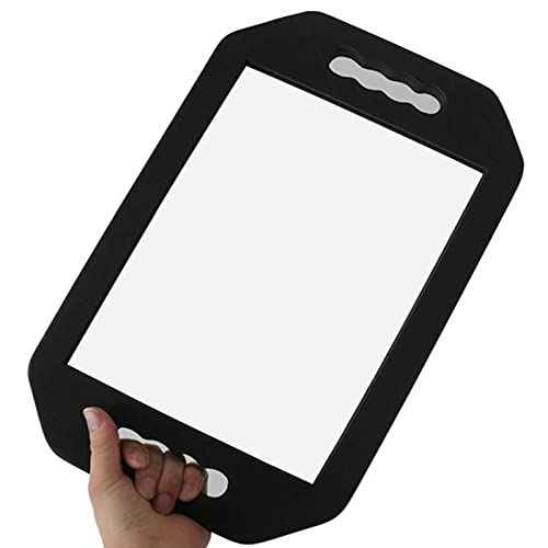Barber Mirror Handheld Foam, Salon Large Foam Hand Mirror with Double Handle, Square Barbershop Handheld Mirror, Black