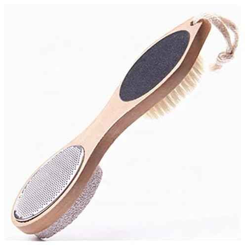 Pumice Stone Foot File 4 in 1 Double Sided Foot Cleaner Kit Pedicure Steel Files Sandpaper Pumice Stone Boar Bristle Bamboo Foot Scrub