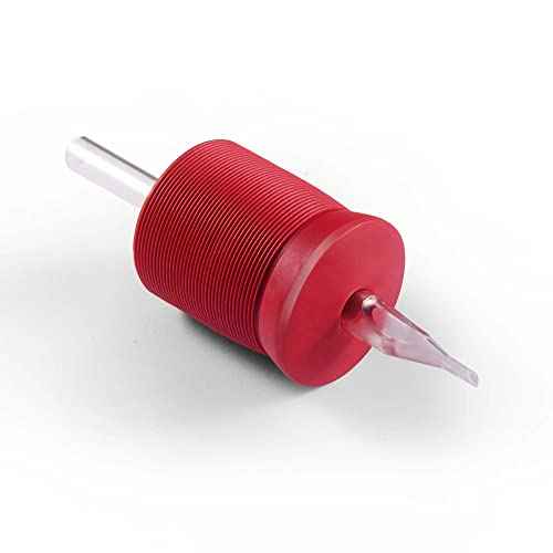 1.25 Inch Ultra Premium Red Soft Silicone Grip w/Long Clear Disposable Tubes & Tips- 15 Pack, Diamond Tip (11DT)