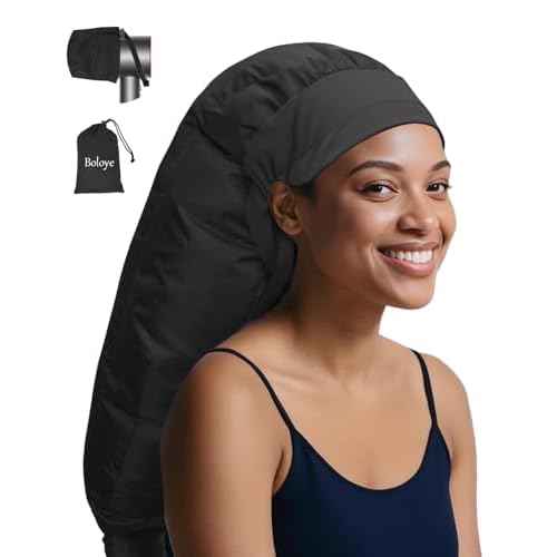 Hair Dryer Bonnet Attachment ? 28.5" XL Hooded Dryer Cap for Faster Drying & Deep Conditioning, Extra-Large Space Fits Thick, Curly Hair & Styling Tools (Black, Extra Large)