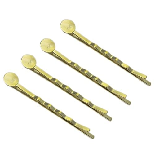 55mm Bobby Pins Hair Clips with Glue On Flat Pads for DIY Craft (Gold-100pcs)