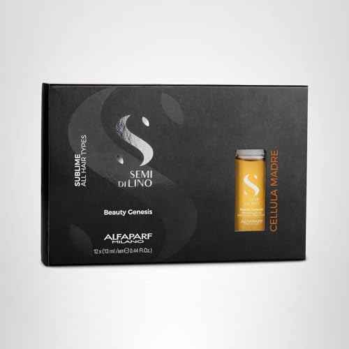 ALFAPARF MILANO Semi di Lino Sublime Cellula Madre Beauty Genesis Vials - Argan Ampoules for Radiant and Healthy Hair - Protects Color - Adds Shine (12 Vials / 0.44 fl. oz. each)
