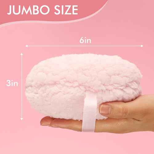 WSYUB Powder Puff, 6'' Powder Puff for Body Powder,Body Powder Puffs and Container,Oversize Dust Puffs for Women