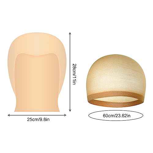Bald Cap Halloween, 2Pcs Nylon Wig Caps 2Pcs Latex Makeup Bald Cap for Adults Women Men Costume Accessory for Theme Halloween Party Cosplay