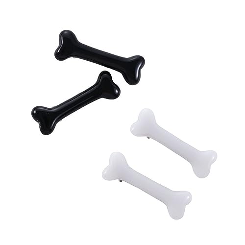 4 Pcs Dog Bone Hair Clips Black/White Hairpins Halloween Christmas Decorative Hair Clips Cosplay Costume Hair Accessories for Women Girls