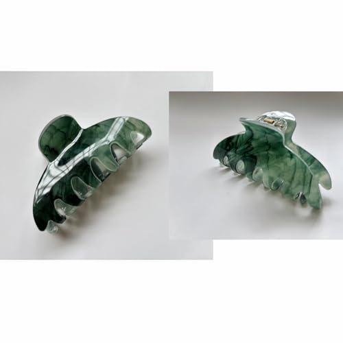 Large Hair Claw Clips - Strong Hold Green Clamps for Thick Hair, Non-Slip Jaw Clips for Women (4PCs)