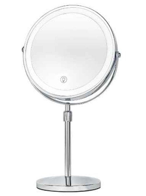 9" Makeup Mirror with Lights, 20X Vanity Mirror with Lights,3 Color Height Adjustable Lighted Makeup Mirror with Magnification, 5000mAh Rechargeable 360° Double Sided LED Mirror for Desk, Women Gift