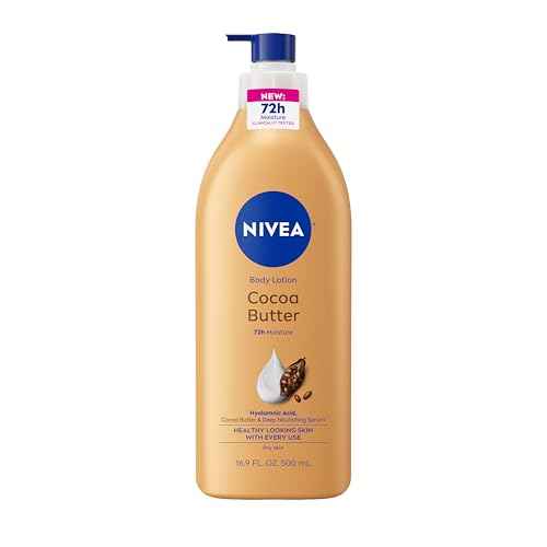 NIVEA Cocoa Butter Body Lotion for Dry Skin with Hyaluronic Acid, Cocoa Butter and Deep Nourishing Serum, 72-Hour Body Moisturizer, 16.9 Fl Oz Pump Bottle