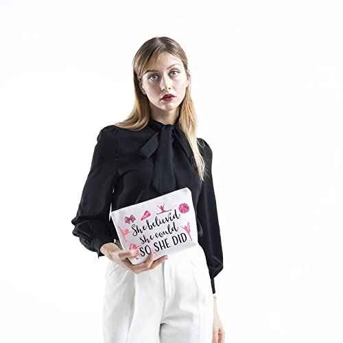 TSOTMO Cheerleader Inspirational Gift She Believed She Could So She Did Cheering Zipper Pouch Makeup Bag Mom Cheerleading Gift (She believed cheerleader)