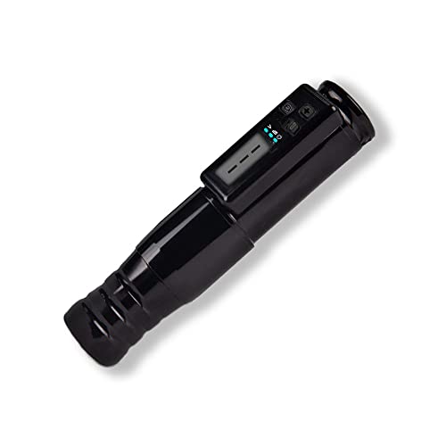 Tattoo Pen Professional Wireless Tattoo Rotary Machine Pen Kit with LCD Display Cartridges Pens Equipment Supply for Artists (Black)