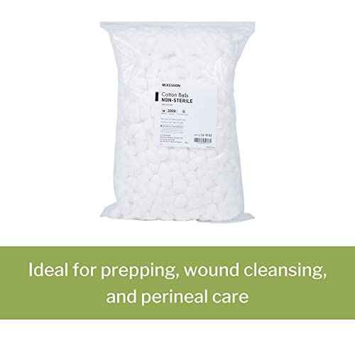 McKesson Cotton Balls [2000 Count] Bulk, 100% Pure Cotton Balls for Face, Nail Polish Remover, Makeup, Medium