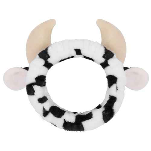 Huachi Cow Hairband for Washing Face, Soft Microfiber Spa Headband for Women & Girls, Cute Animal Print, Facial Cleansing Head Wraps, Perfect for Skincare, Makeup, Pajama Parties, Stocking Stuffers