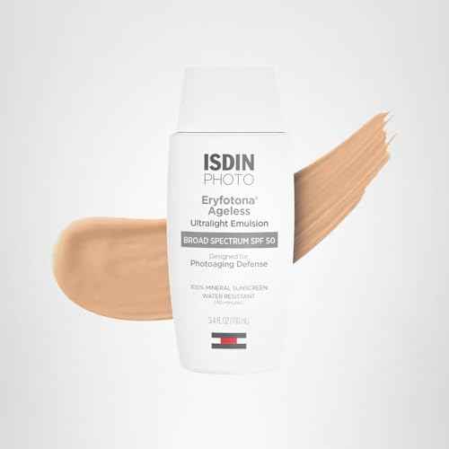 ISDIN Eryfotona Ageless Tinted Mineral Sunscreen for Face, SPF 50 Zinc Oxide Formula Helps Repair Sun Damage, 3.4 Fl.Oz. Travel-Size Tube, Water Resistant and Non-comedogenic