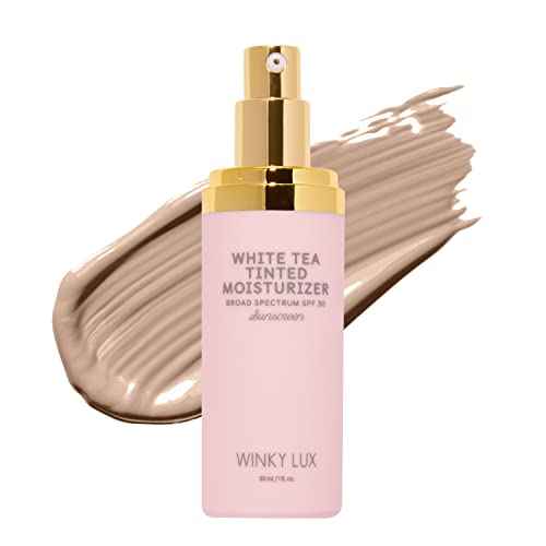 Winky Lux White Tea Tinted Moisturizer SPF 30 - Buildable Coverage with Facial SPF, Lightweight Sunscreen for Face, Naturally Radiant Finish, Long Lasting Coverage with Vitamin E, Light