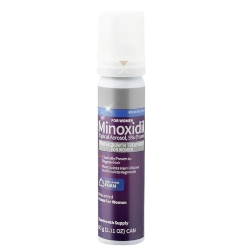 Minoxidil 5% Hair Growth Foam for Women | Unscented Once-A-Day Treatment for Thicker, Fuller Hair | Clinically Proven, Regrowth Solution for Thinning Hair | 2-Month Supply | Perrigo & Kirkland& Costco