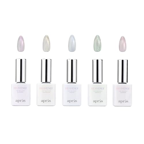 APR?S Heavenly Top Gelcoat Set, 5-Pack Non-Wipe Nail Gel Polish Top Coat, Shimmery Long Lasting Topcoat