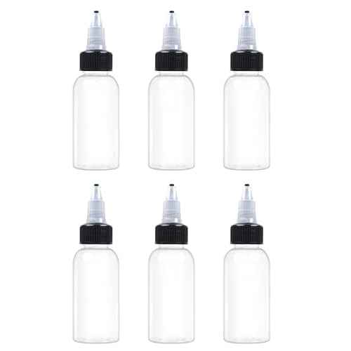 6 Pcs 1oz Plastic Squeeze Bottles with Twist Top Cap, 30ml Clear Dispensing Bottles, Empty Squirt Bottle for Liquids, Sauces, Arts, Crafts, Travel