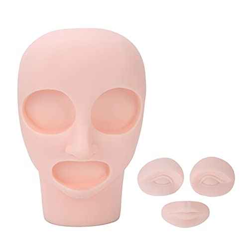 Flat Microblading Mannequin Head with Removable Eye and Lip, Soft-Touch Silicone Fake Facial Tattoo Skin Practice Head for Microblading Practice Permanent Makeup