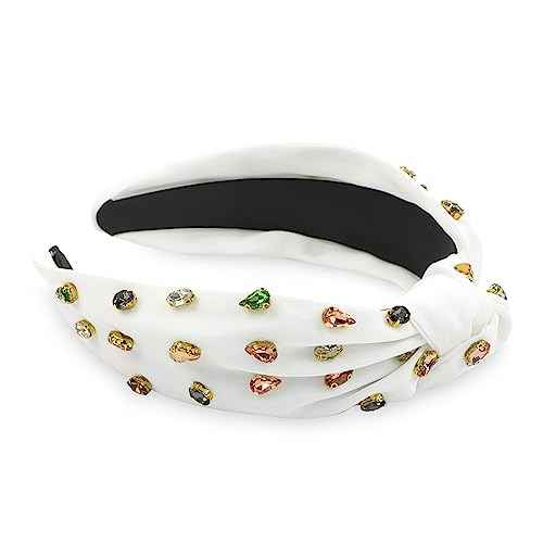 YISSION 1PC Crystal Knotted Headband for Women Non Slip Rhinestone Headband White Head Band Fashion Wide Headbands Hair Accessories for Women Girls