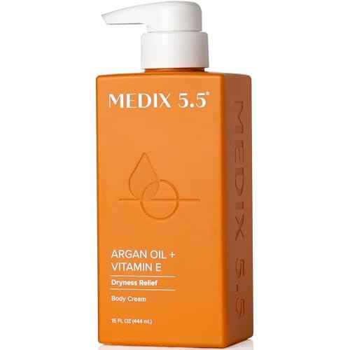 Medix 5.5 Argan Oil Cream + Vitamin E Anti Aging Skin Care Moisturizer Body Cream | Firming Body Lotion Reduces Look Of Wrinkles, Cellulite, Crepey Skin, & Uneven Skin Tone For Women & Men, 15 Fl Oz