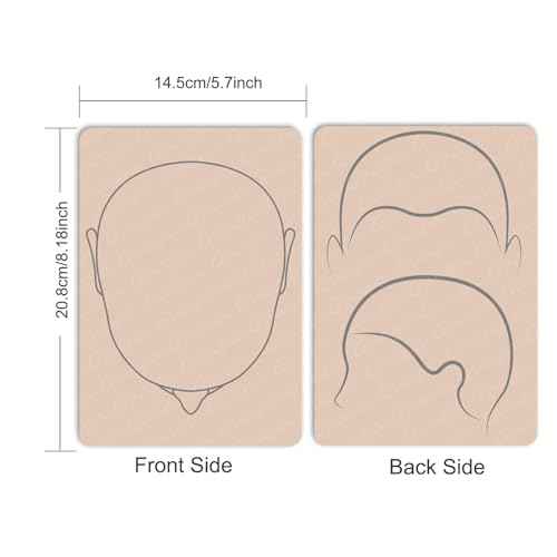 3pcs Tattooing and Permanent Makeup Practice Skin Scalp Micropigmentation Supplies Double-Sided SMP Silicone Sheet (Pink Skin- Blank Face and Scalp Template)