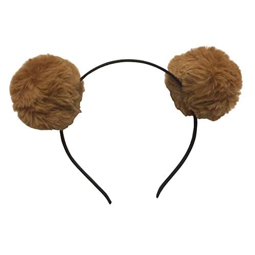 Headband Bear Ears Soft Ball Hairband Headwear Halloween Costume for Girls Women