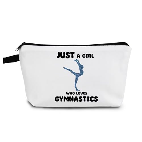 Gymnastics Makeup Bag Gymnastic Christmas Birthday Present Small Organizer Zipper Pouch Just Love Gymnastics Cosmetic Bag Graduation Present for Gymnasts Women Friends Sisters