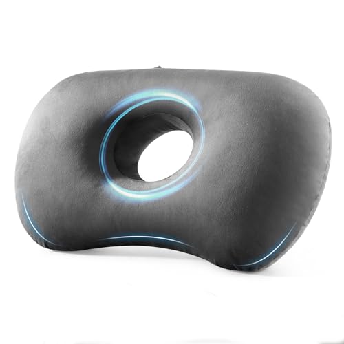 Ear Piercing Pillow for Side Sleepers, Larger Ear Hole Design for Comfortable Sleep, Adjustable Ear Pillows with Soft Washable Cover, Ideal for Ear Piercing Care and Support (Gray)