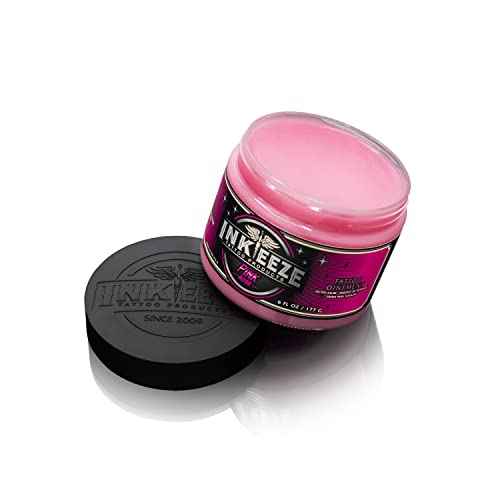 INK-EEZE Pink Tattoo Ointment for Artists and Aftercare, Essential Oils, Vegan, Cruelty Free, Made in USA, Bubble Gum, 6oz