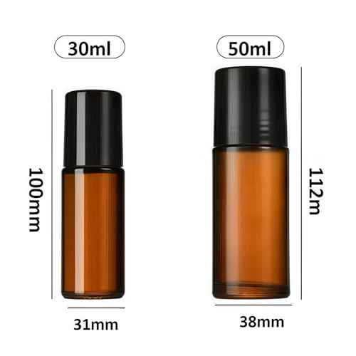 2Pcs Brown 50ml Glass Essential Oil Roller Bottles Refillable Roll on Bottles Empty Deodorant Bottle Containers Rollerball for Fragrance Roller Refillable Containers Accessories