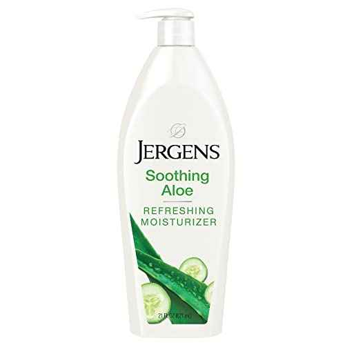 Jergens Soothing Aloe Body Lotion, Aloe Vera Body and Hand Moisturizer, Illuminating Hydralucence Blend, with Cucumber Extract, Dermatologist Tested, 21 Oz