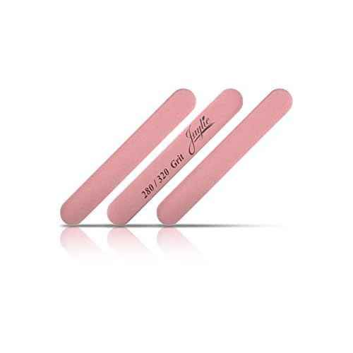 Iridesi Mini Nail Files Pink 3.5 Inches Long by 1/2 Inch Wide Emery Boards 280/320 Grit 12 Fingernail Filers Per Pack