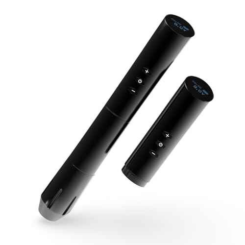 109 Wireless Tattoo Pen Machine Rotary Tattoo Gun with 2PCS Replaceble Batteries Coreless Motor Digital Display Cartridge Battery Pen Permanent Makeup Tattoo Supply for Tattoo Artist (Black)