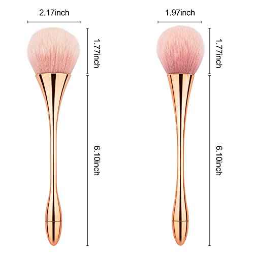 BEATURE 2 Pieces Large Mineral Powder Brushes, Soft Fluffy Makeup Brushes for Foundation, Blush and Highlighter, Professional Makeup Set for Blending, Buffing, Contour Formation (Rose Gold)