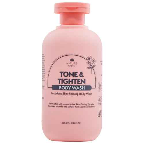Nature Spell Tone & Tightening Body Wash, Firming Shower Gel for Skin Elasticity, Infused with Hyaluronic Acid, Plant Collagen and Ginseng, for All Skin Types, No SLS, Vegan, 10.8 fl oz